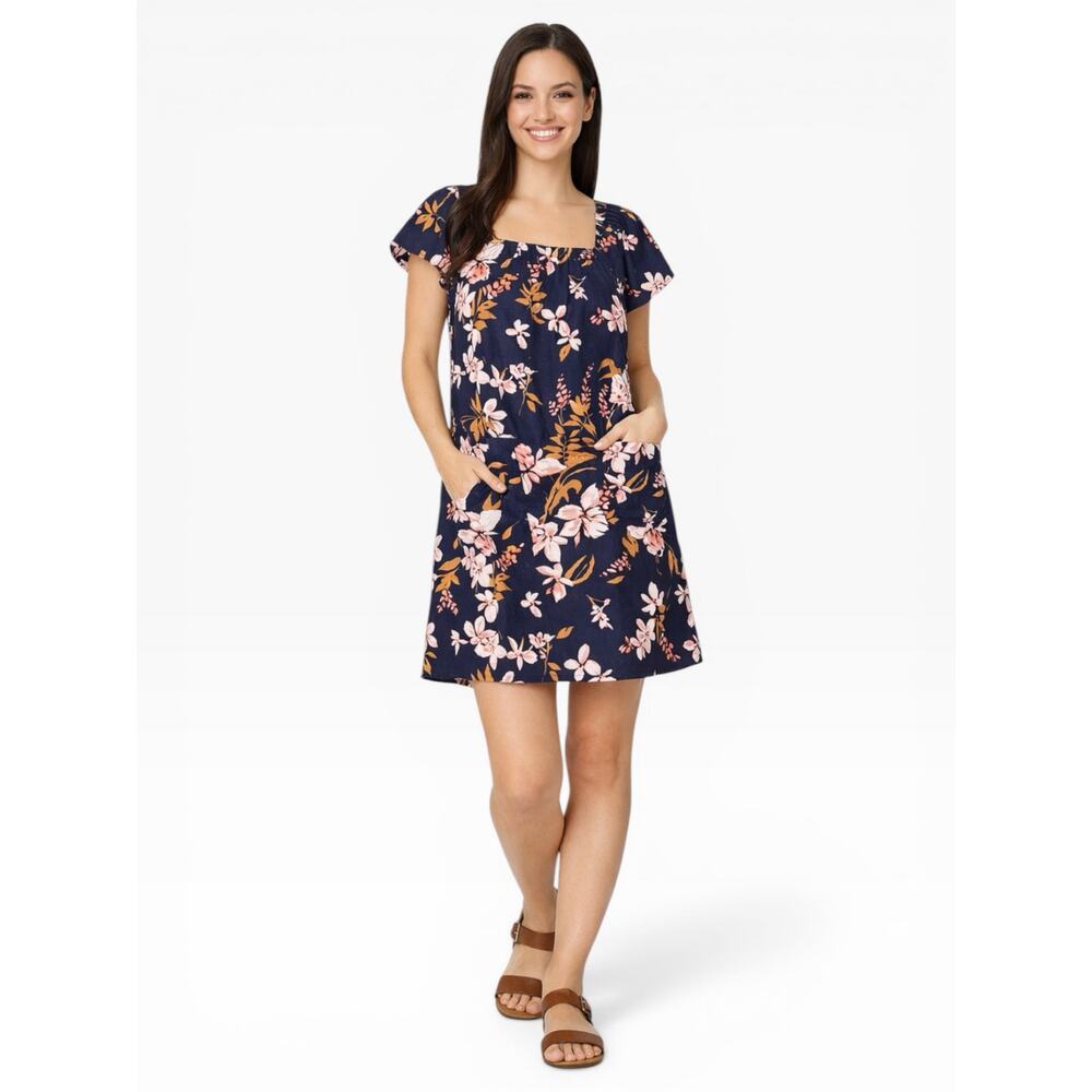 Nicole Miller Floral Linen Mini Dress Women L NWT